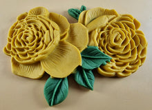 2 x Edible 3D 110mm Double Rose Flowers icing toppers, cake cupcakes T123