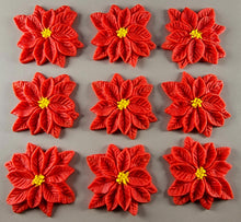 9 x Edible 3D 40mm Poinsettias Flowers icing toppers, cake cupcakes T128