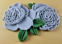 2 x Edible 3D 110mm Double Rose Flowers icing toppers, cake cupcakes T123