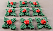 9 x Edible 3D Mixed Holly Bunches Leafs icing toppers, cake cupcakes T127