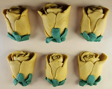 6 x Edible 3D 50mm Rose Buds icing toppers, cake cupcakes decorations T102