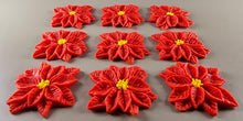 9 x Edible 3D 40mm Poinsettias Flowers icing toppers, cake cupcakes T128