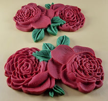 2 x Edible 3D 110mm Double Rose Flowers icing toppers, cake cupcakes T123