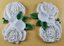 2 x Edible 3D 110mm Double Rose Flowers icing toppers, cake cupcakes T123