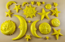 20 x Edible 3D 45mm Moon, Sun and Star Set, icing toppers, cake cupcakes decorations T090