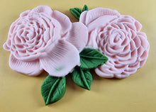 2 x Edible 3D 110mm Double Rose Flowers icing toppers, cake cupcakes T123