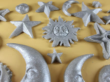 20 x Edible 3D 45mm Moon, Sun and Star Set, icing toppers, cake cupcakes decorations T090