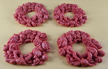 4 x Edible 3D 60mm Rose Wreaths, icing toppers, cake cupcakes decorations T086