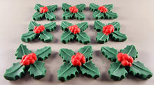 9 x Edible 3D Mixed Holly Bunches Leafs icing toppers, cake cupcakes T127