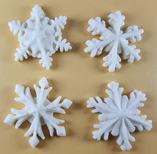 4 x Edible 3D 50mm Christmas Snowflakes Snow icing toppers, cake cupcakes decorations T101