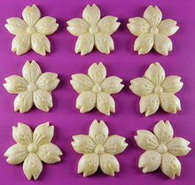9 x Edible 3D 30mm Cherry Blossoms icing toppers, cake cupcakes decorations T053
