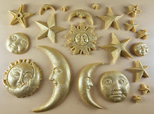 20 x Edible 3D 45mm Moon, Sun and Star Set, icing toppers, cake cupcakes decorations T090