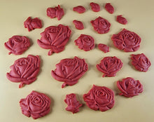 20 x Edible 3D 33mm Mixed Rose Set, icing toppers, cake cupcakes decorations T089