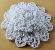 4 x Edible 3D 60mm Circle Rose Cluster flowers icing toppers, cake cupcakes decorations T107