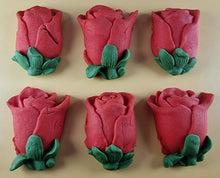 6 x Edible 3D 50mm Rose Buds icing toppers, cake cupcakes decorations T102