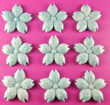 9 x Edible 3D 30mm Cherry Blossoms icing toppers, cake cupcakes decorations T053