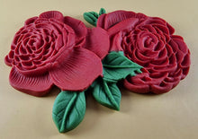 2 x Edible 3D 110mm Double Rose Flowers icing toppers, cake cupcakes T123