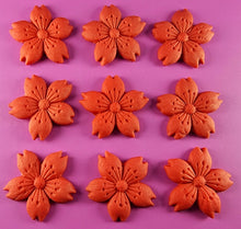 9 x Edible 3D 30mm Cherry Blossoms icing toppers, cake cupcakes decorations T053