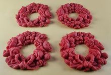4 x Edible 3D 60mm Rose Wreaths, icing toppers, cake cupcakes decorations T086