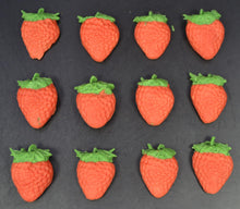 12 x Edible 3D large strawberries strawberry fruit vegetables icing toppers, cake cupcakes decorations