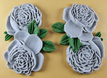 2 x Edible 3D 110mm Double Rose Flowers icing toppers, cake cupcakes T123