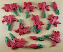 12 x Edible 3D 50mm Lily Flowers icing toppers, cake cupcakes decorations T109
