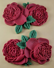 2 x Edible 3D 110mm Double Rose Flowers icing toppers, cake cupcakes T123