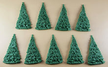 9 x Edible 3D 65mm Christmas Trees Set icing toppers, cake cupcakes T112