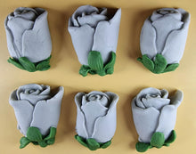 6 x Edible 3D 50mm Rose Buds icing toppers, cake cupcakes decorations T102