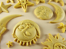 20 x Edible 3D 45mm Moon, Sun and Star Set, icing toppers, cake cupcakes decorations T090