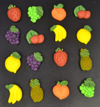 16 x Edible 3D mixed fruit vegetables icing toppers, cake cupcakes decorations