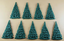 9 x Edible 3D 65mm Christmas Trees Set icing toppers, cake cupcakes T112