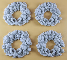 4 x Edible 3D 60mm Rose Wreaths, icing toppers, cake cupcakes decorations T086