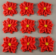 9 x Edible 3D 35mm Poinsettias Flowers icing toppers, cake cupcakes T129