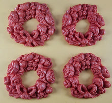 4 x Edible 3D 60mm Rose Wreaths, icing toppers, cake cupcakes decorations T086