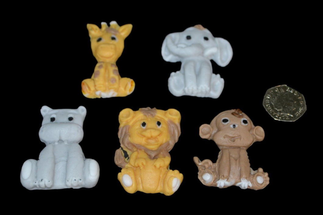 5  x Edible 3D Cartoon Zoo Animals cupcake cake topper decorations